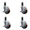 Service Caster 3.5'' SS Maroon Poly Swivel 1-1/4'' Expanding Stem Caster Set with Brake, 4PK SCC-SSEX20S3514-PPUB-MRN-TLB-114-4 - alternate 1
